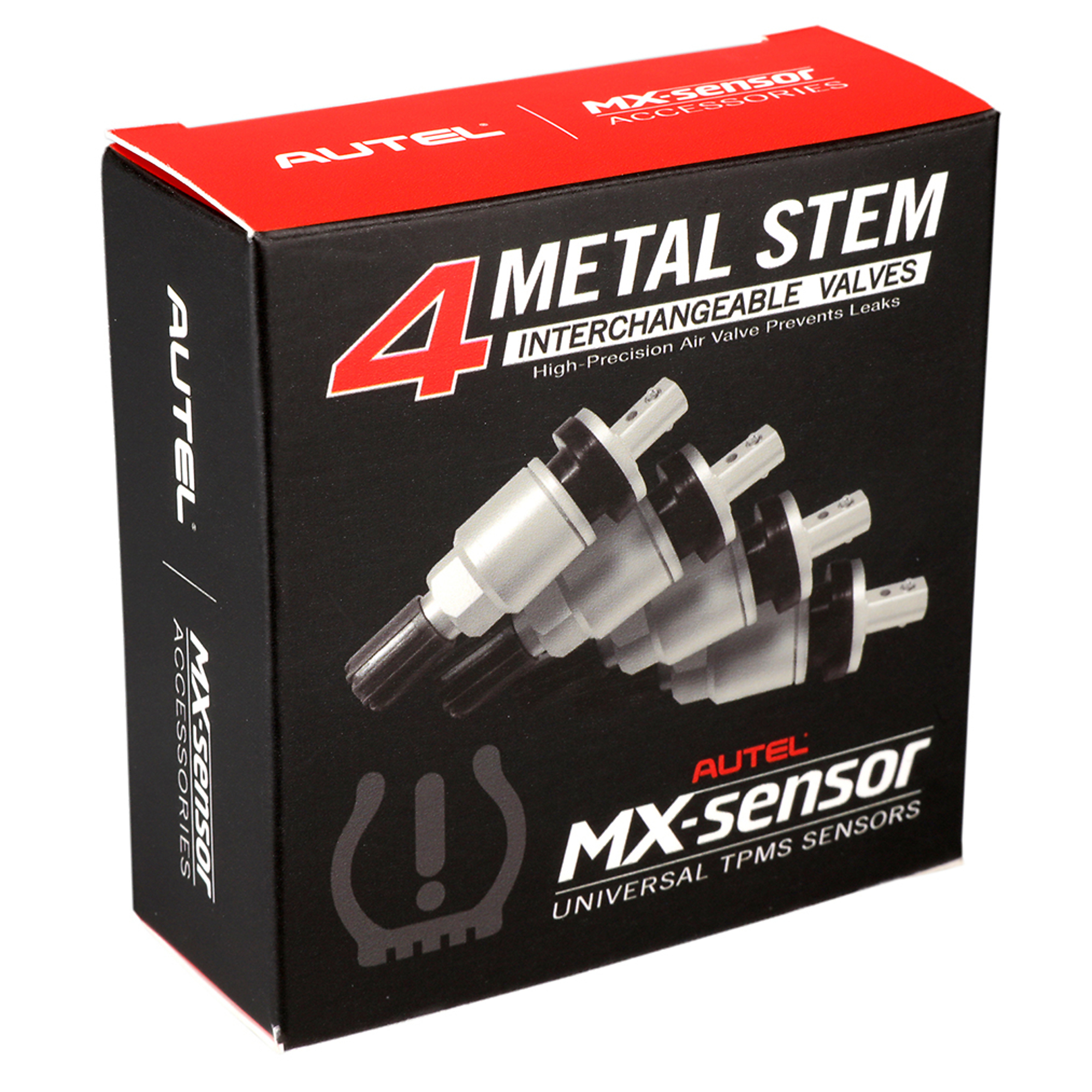 Autel Metal Press-In Valve Stems for 1-Sensor — Box of 4, Compatible with 315MHz/433MHz MX-Sensors, Model# MXSensorMVK